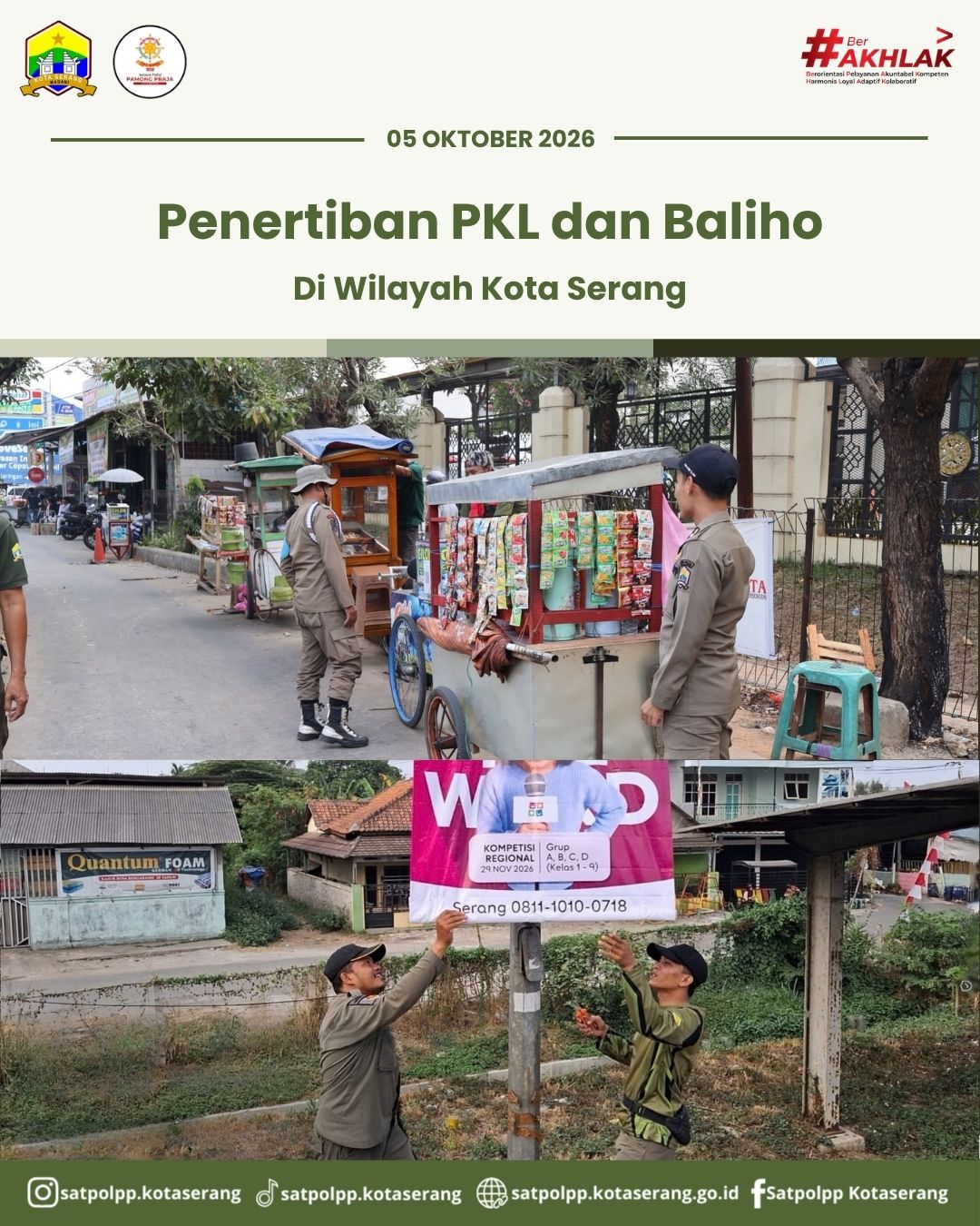 Satpol PP Kota Serang Gelar Patroli dan Penertiban PKL serta Reklame