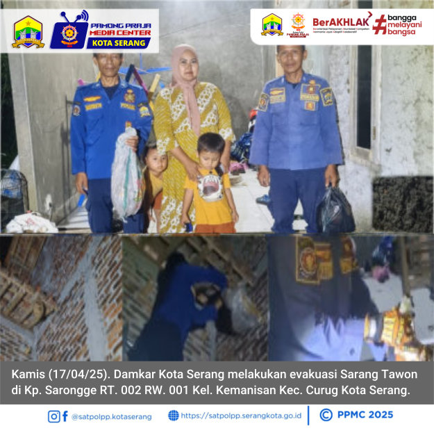 Damkar Kota Serang melakukan evakuasi Sarang Tawon di Kp. Sarongge RT. 002 RW. 001 Kel. Kemanisan Kec. Curug Kota Serang.
