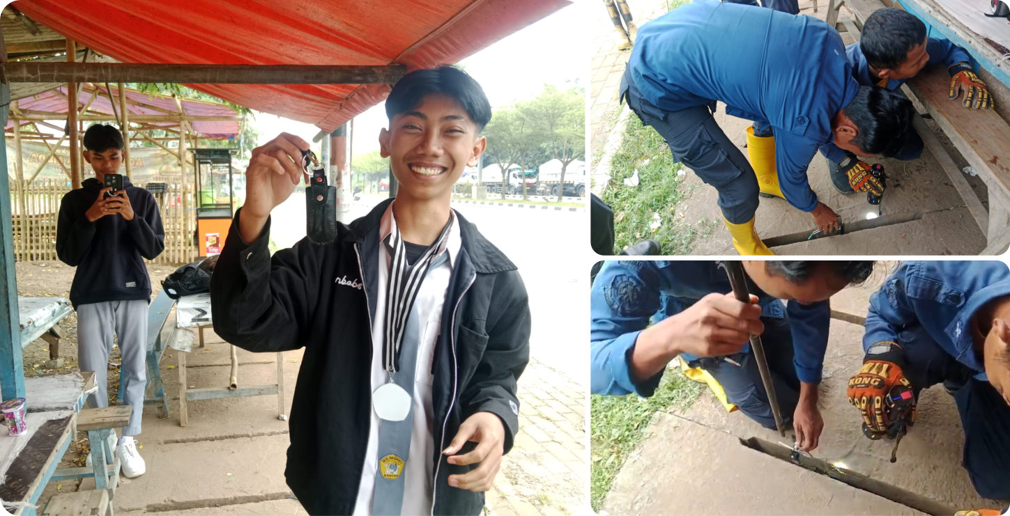 Evakuasi Kunci Motor di Gorong-gorong