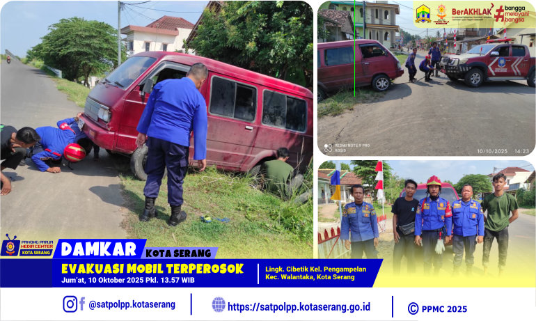 Evakuasi Mobil Terperosok di Lingkungan Cibetik Kelurahan Pengampelan Walantaka
