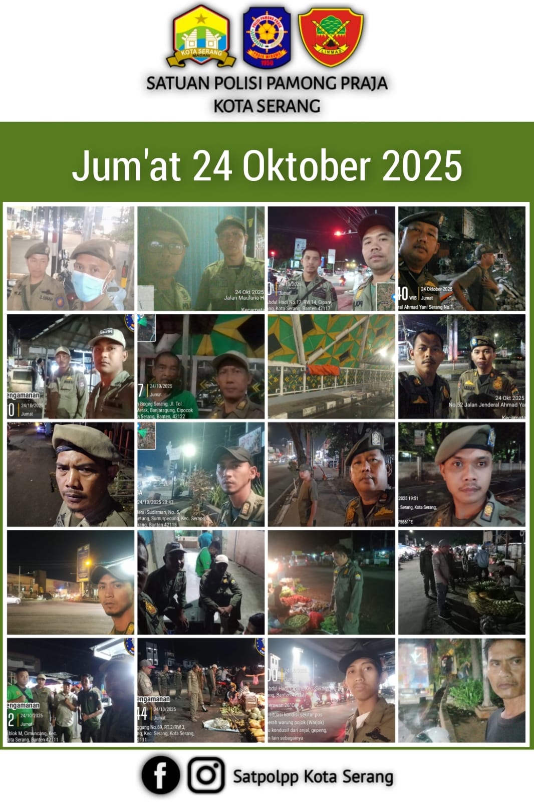 Kegiatan Malam Satpol PP pada Jumat, 24 Oktober 2025