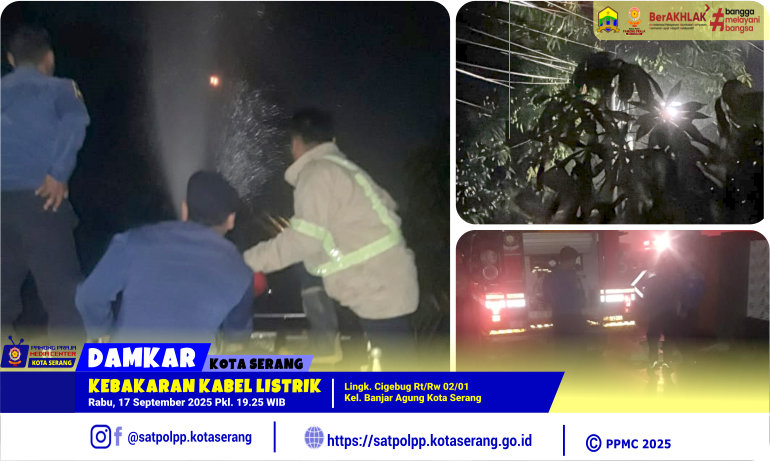 Kebakaran Kabel Listrik di Link Cigebug Banjanr Agung