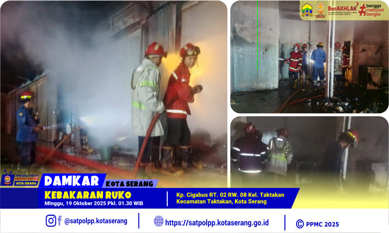 Kebakaran Ruko di Kampung Cigabus Taktakan Kota Serang