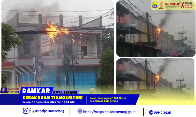 Kebakaran Tiang Listrik di Komplek Bumi Agung Permai I