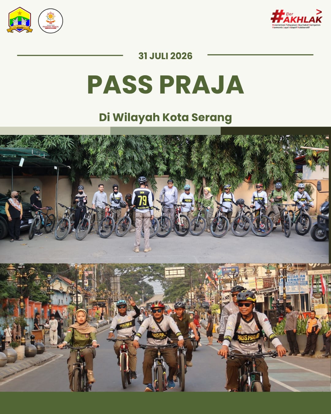 Satpol PP Kota Serang Gelar Patroli Sepeda Sehat Pamong Praja (PASS Praja) untuk Edukasi Peraturan Daerah