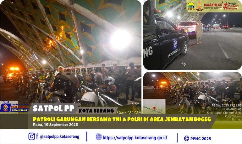 Patroli gabungan Bersama TNI & PolrI di Area Jembatan Bogeg