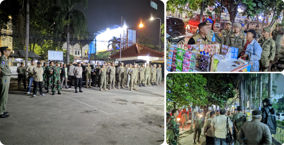 Patroli Gabungan Danramil dan Polsek Serang PKL Jalan Protokol