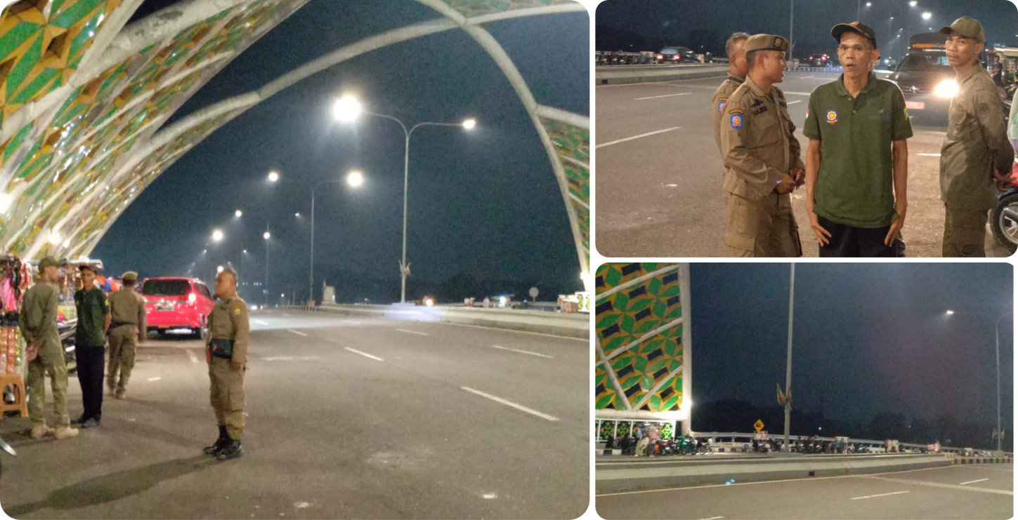 Patroli Himbauan Pedagang di Bahu Jalan Jembatan Arya Wasangkara