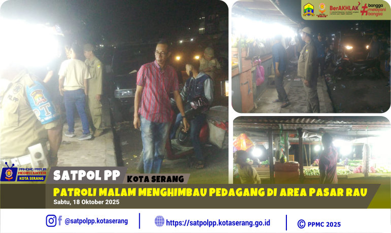Patroli Malam Menghimbau Pedagang di Area Pasar Rau