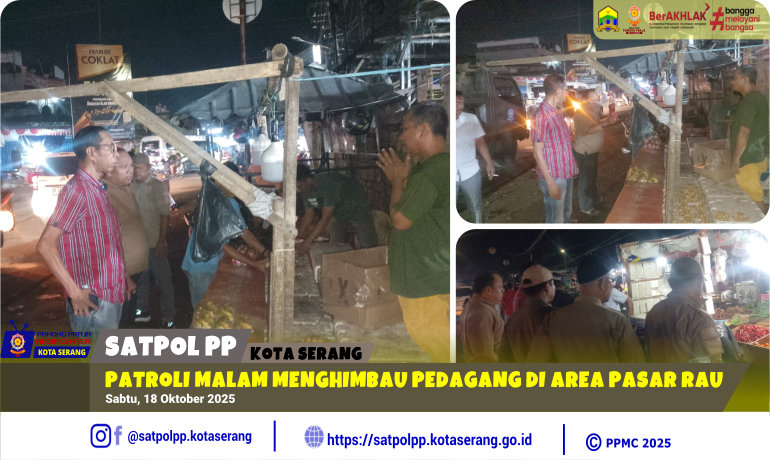 Patroli Malam Menghimbau Pedagang di Area Pasar Rau