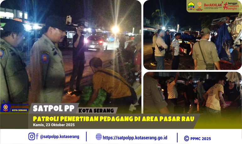 Patroli Penertiban Pedagang di Area Pasar Rau