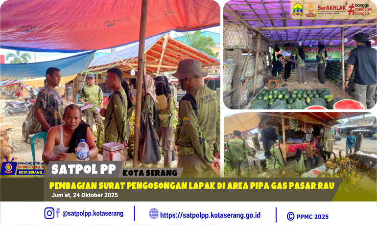 Pembagian Surat Pengosongan Lapak di Area Pipa Gas Pasar Rau