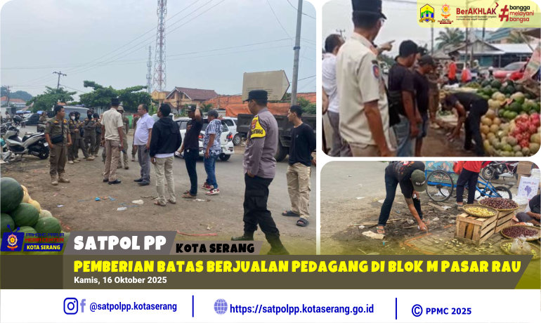 Pemberian Batas Berjualan Pedagang di Blok M Pasar Rau