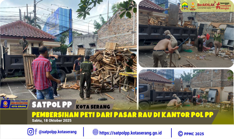Pembersihan Peti dari Pasar Rau di Kantor Pol PP
