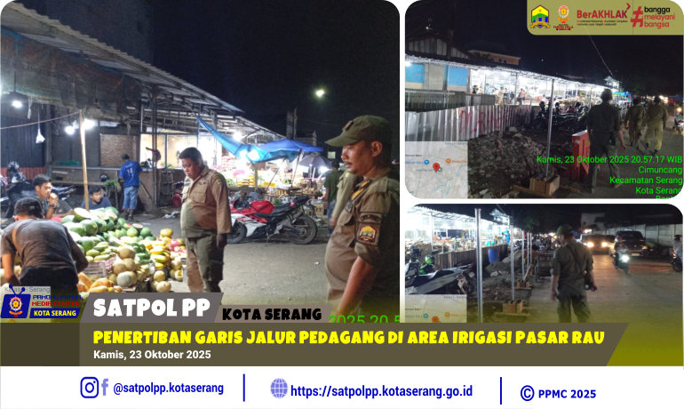 Penertiban Garis Jalur Pedagang di Area Irigasi Pasar Rau