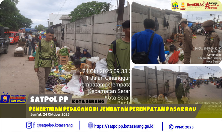 Penertiban Pedagang di Jembatan Perempatan Pasar Rau