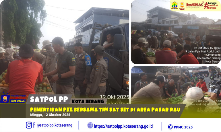 Penertiban PKL Bersama Tim Sat set di Area Pasar Rau