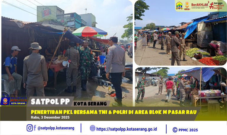 Penertiban PKL Bersama TNI & Polri di Area Blok M Pasar Rau