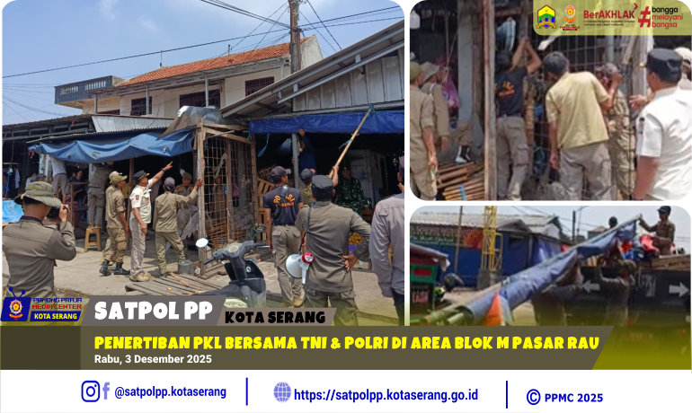 Penertiban PKL Bersama TNI & Polri di Area Blok M Pasar Rau