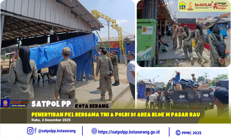 Penertiban PKL Bersama TNI & Polri di Area Blok M Pasar Rau