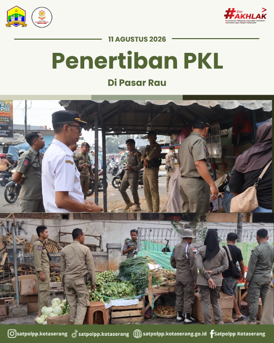 Satpol PP Kota Serang Tertibkan Kawasan Pasar Rau, Bantu Pedagang Pindahkan Barang Dagangan