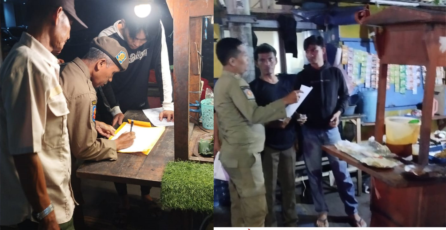 Penyebaran Surat Himbauan kepada PKL dan Pedagang Angkringan dll di Pinggir Jalan Utama