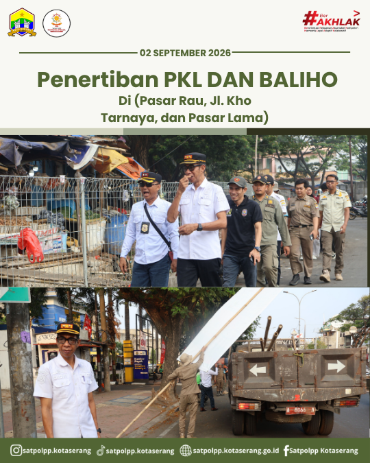 Satpol PP Kota Serang Tertibkan PKL dan Baliho di Sejumlah Titik
