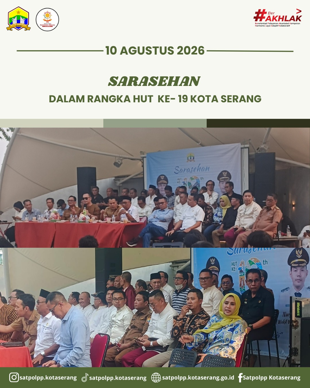 Kasatpol PP Kota Serang Hadir dalam Sarasehan HUT Kota Serang untuk Menyerap Aspirasi Mahasiswa
