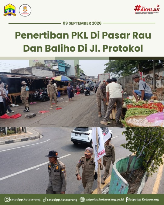 Satpol PP Kota Serang Tertibkan PKL dan Baliho di Sejumlah Ruas Jalan